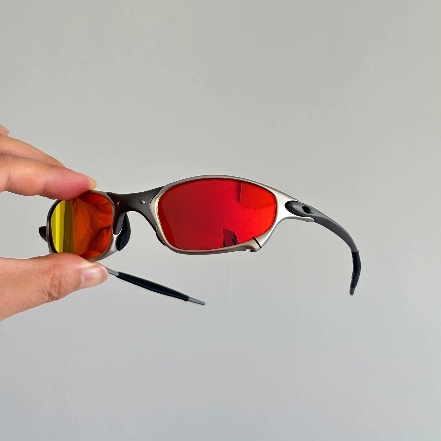 Oakley X-Metal Juliet 1.0 Sunglasses Silver X Gray Frame/Ruby Lenses