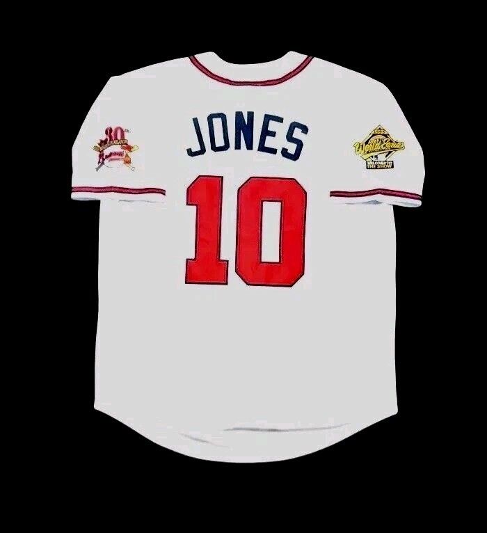 Chipper Jones Atlanta Braves 1995 Men’s World Series Home White Baseball Jersey