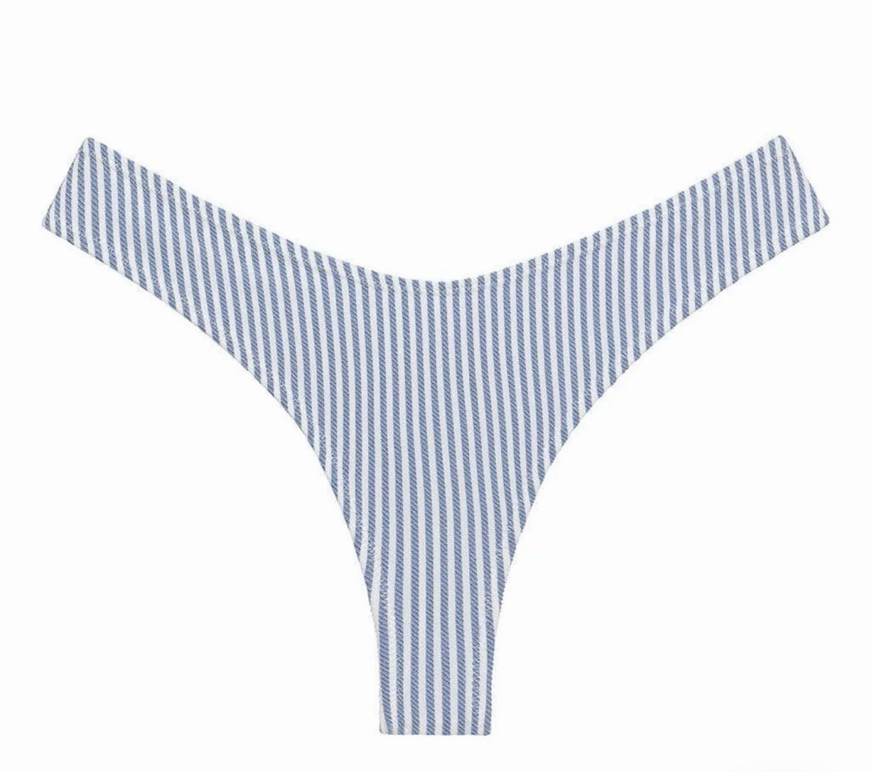 Women’s Blue/White Striped Bikini Bottom S Cotton Added Coverage Zig Zag