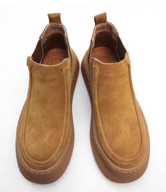 Casual Mens Punk Round Toe Fashion Ankle Boots Platform Suede Pull on Shoes