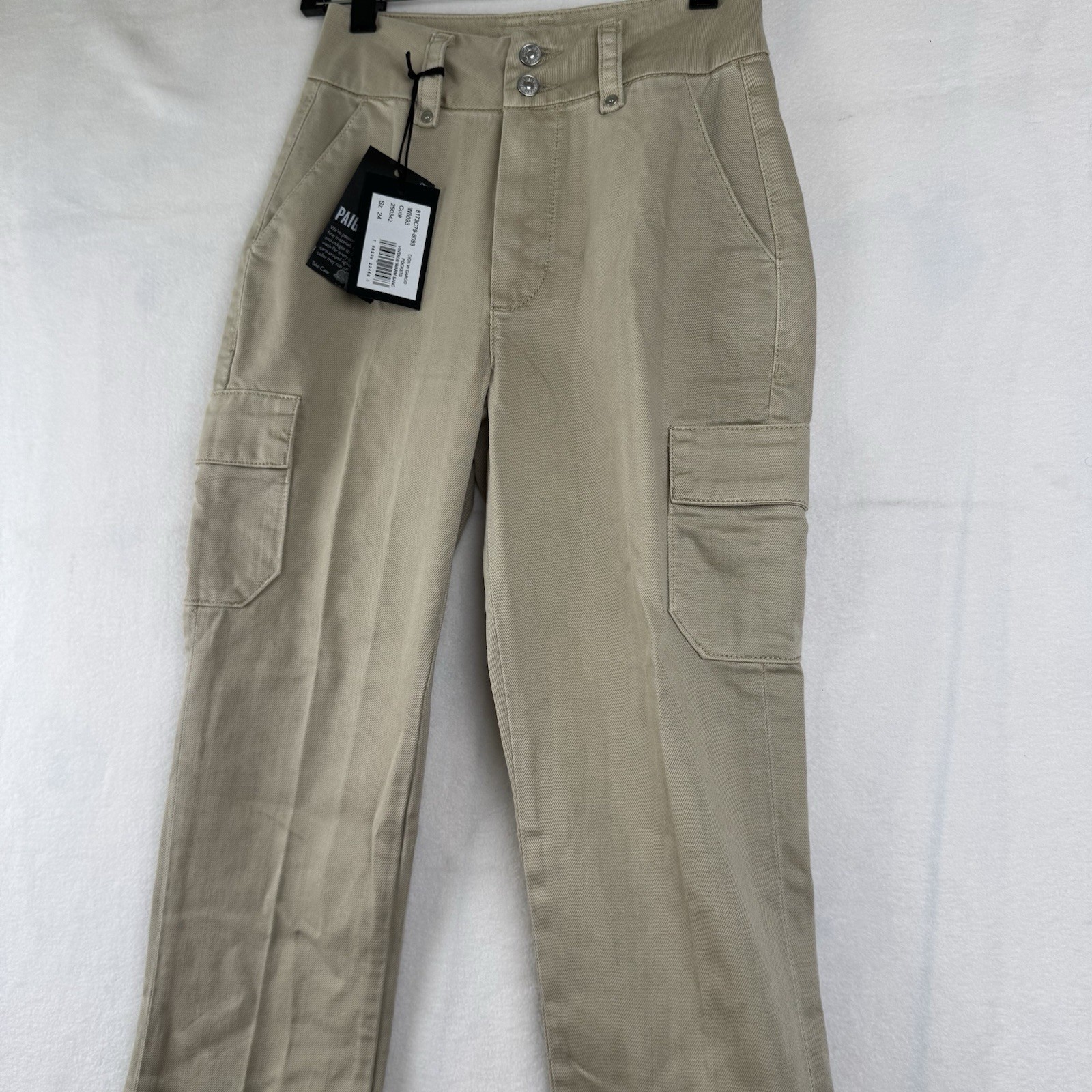 PAIGE Dion High Waist Cargo Trouser Flare Pants Women’s 24 Vintage Warm Sand