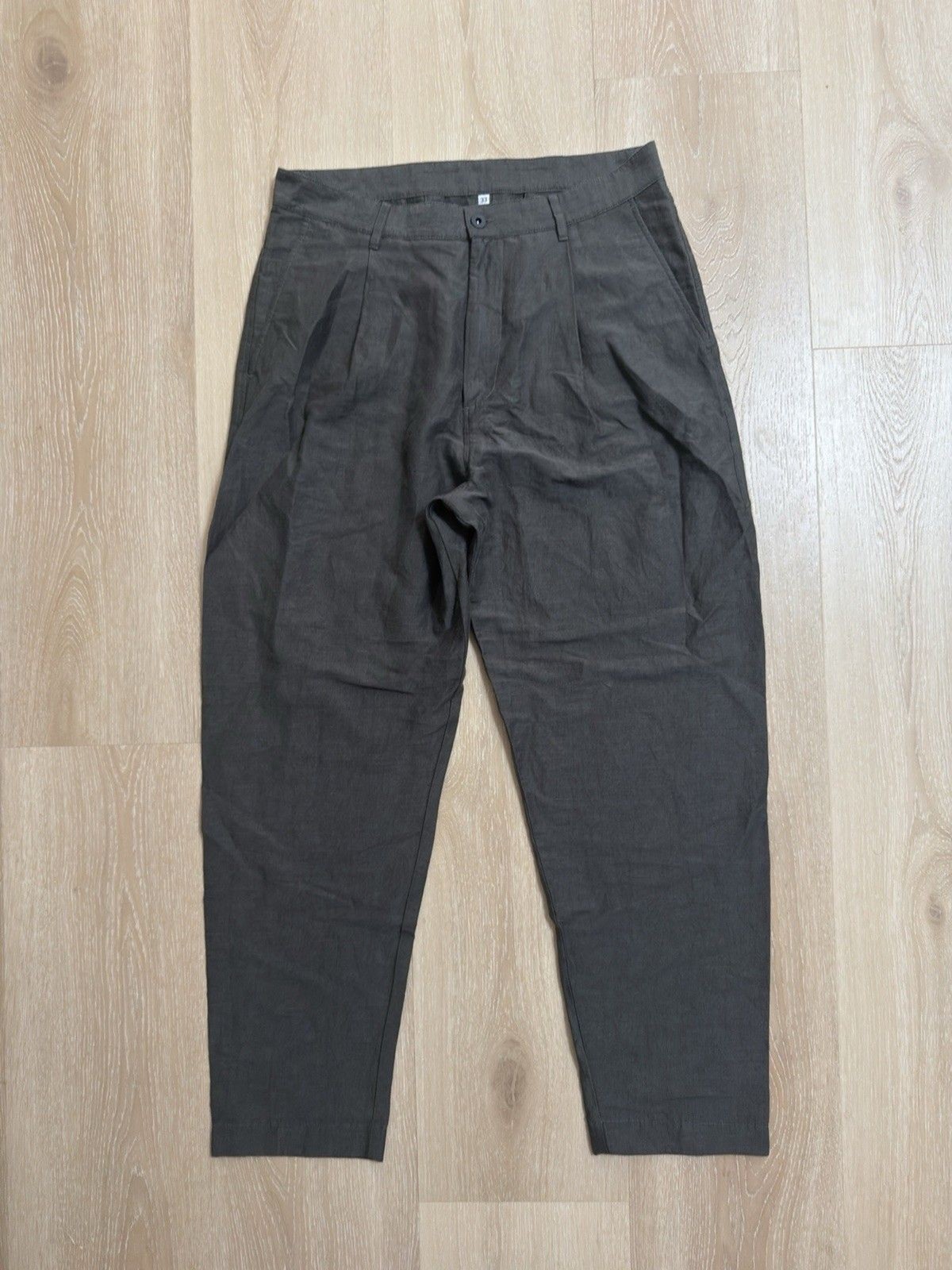 Outlier Injex Highdarts 33 Injected Linen High Waist Pleated Men’s Pants Green