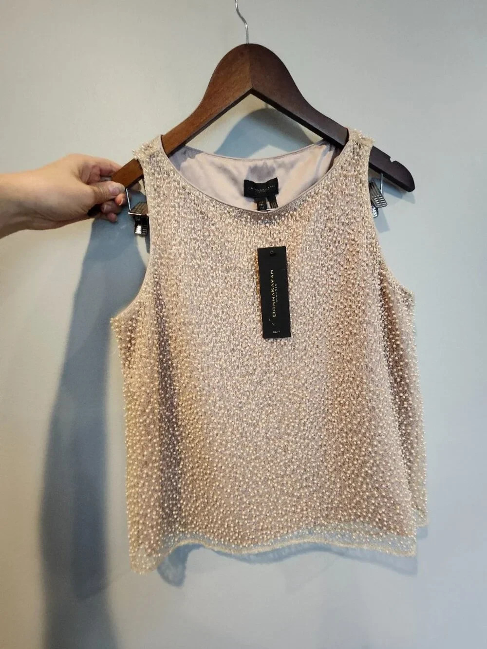 Donna Karan NY gold beaded blouse