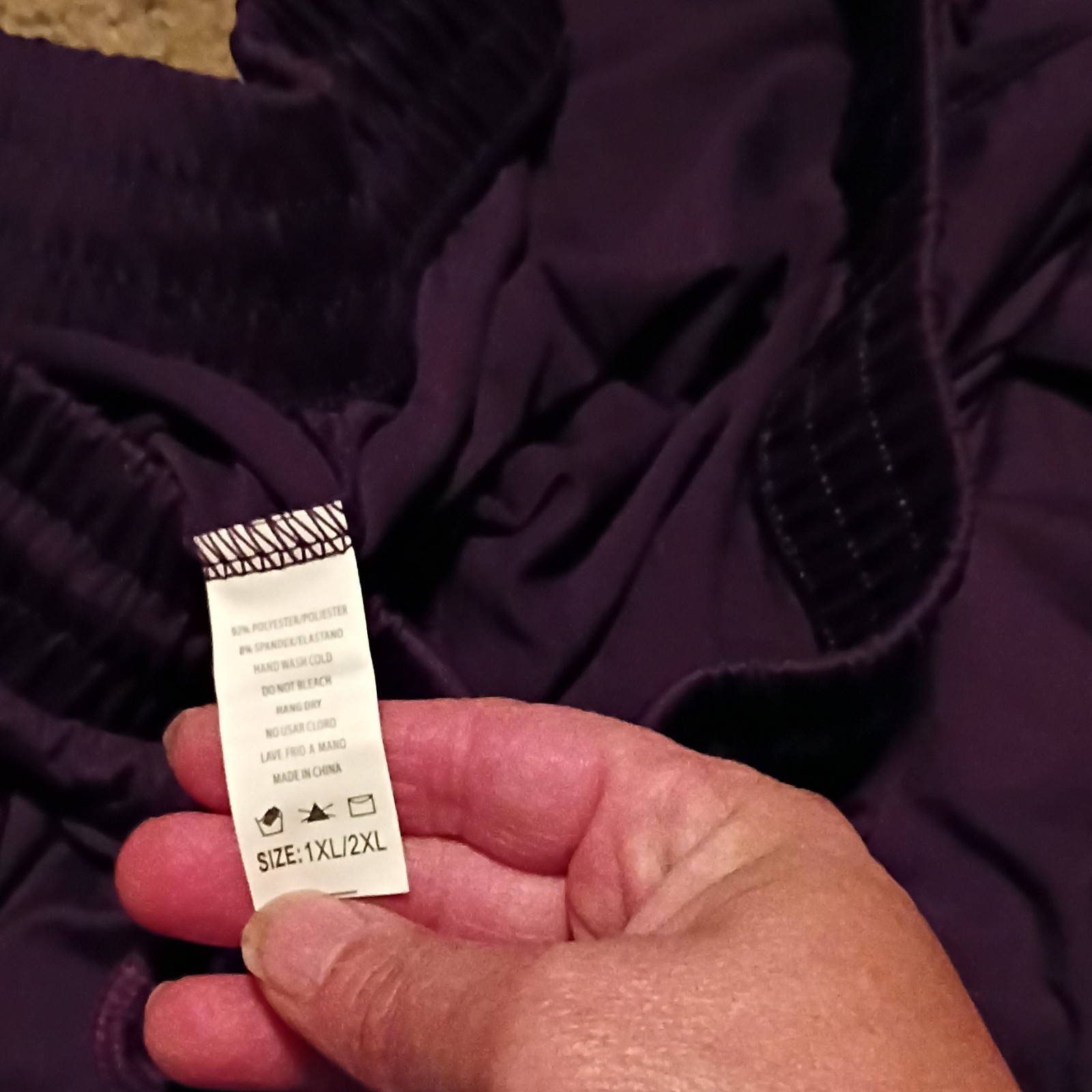 Women’s Purple Solid Pants Polyester/Spandex Plus Size Hand Wash Only