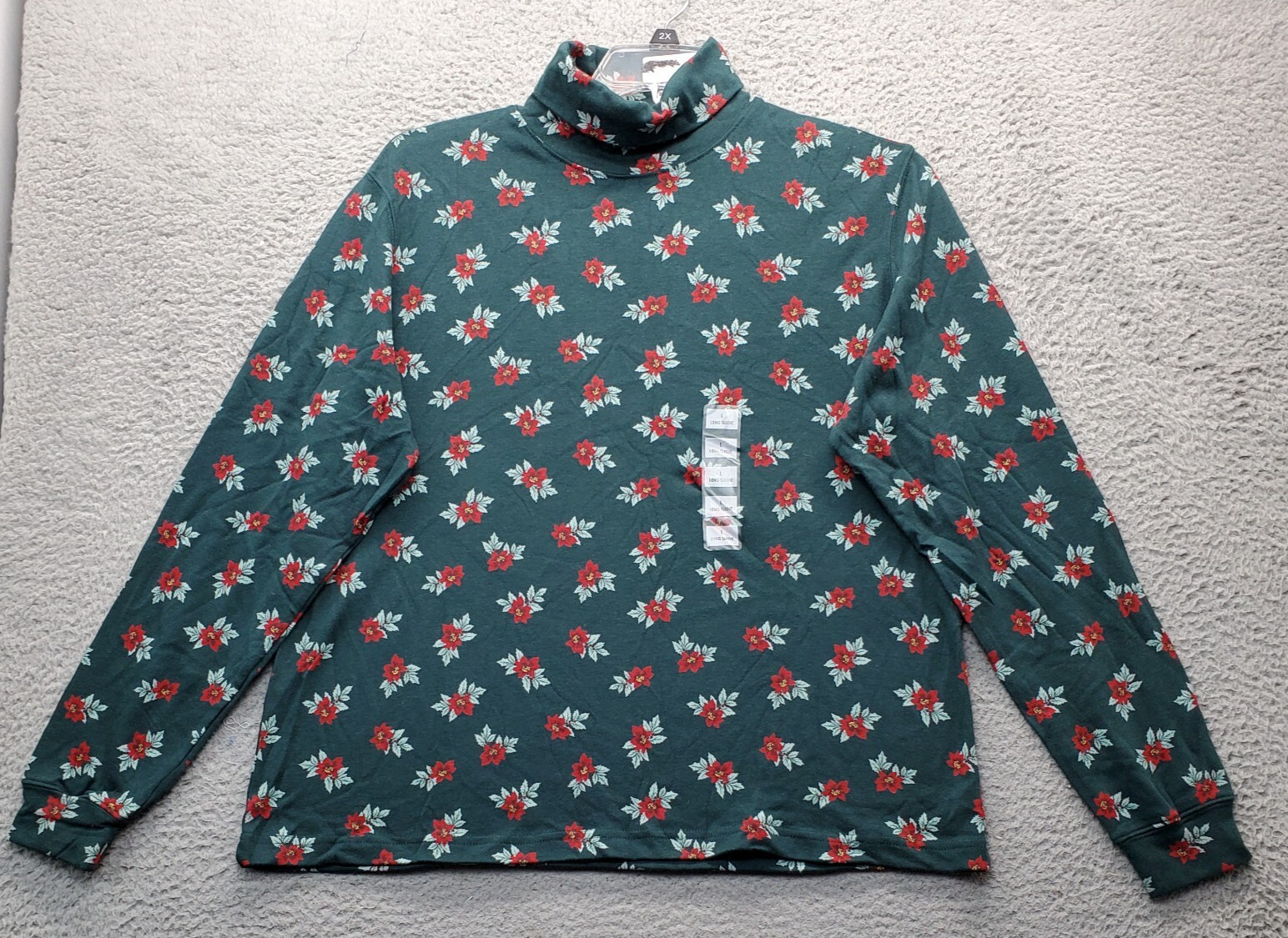Classic Elements Knit Top Women Large Multi Allover Pointselta Christmas Flowers