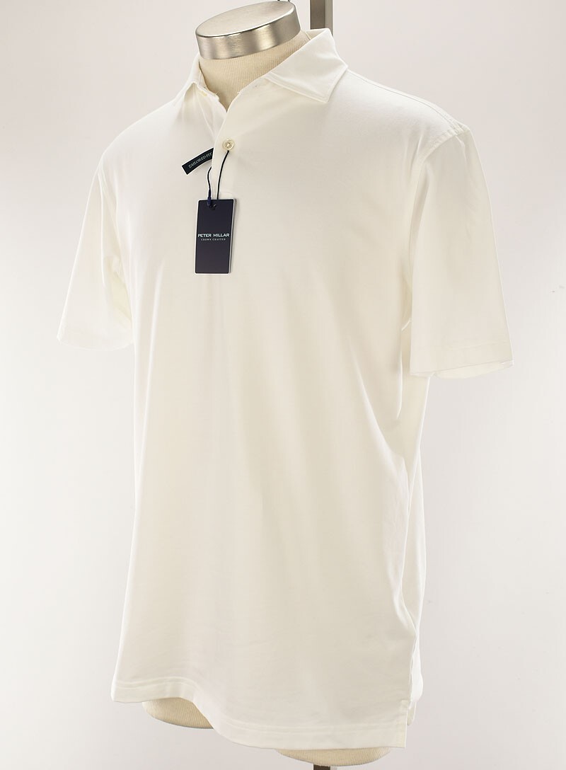 PETER MILLAR CROWN White ALBATROSS Pique Cotton Blend Polo Shirt LARGE NWT