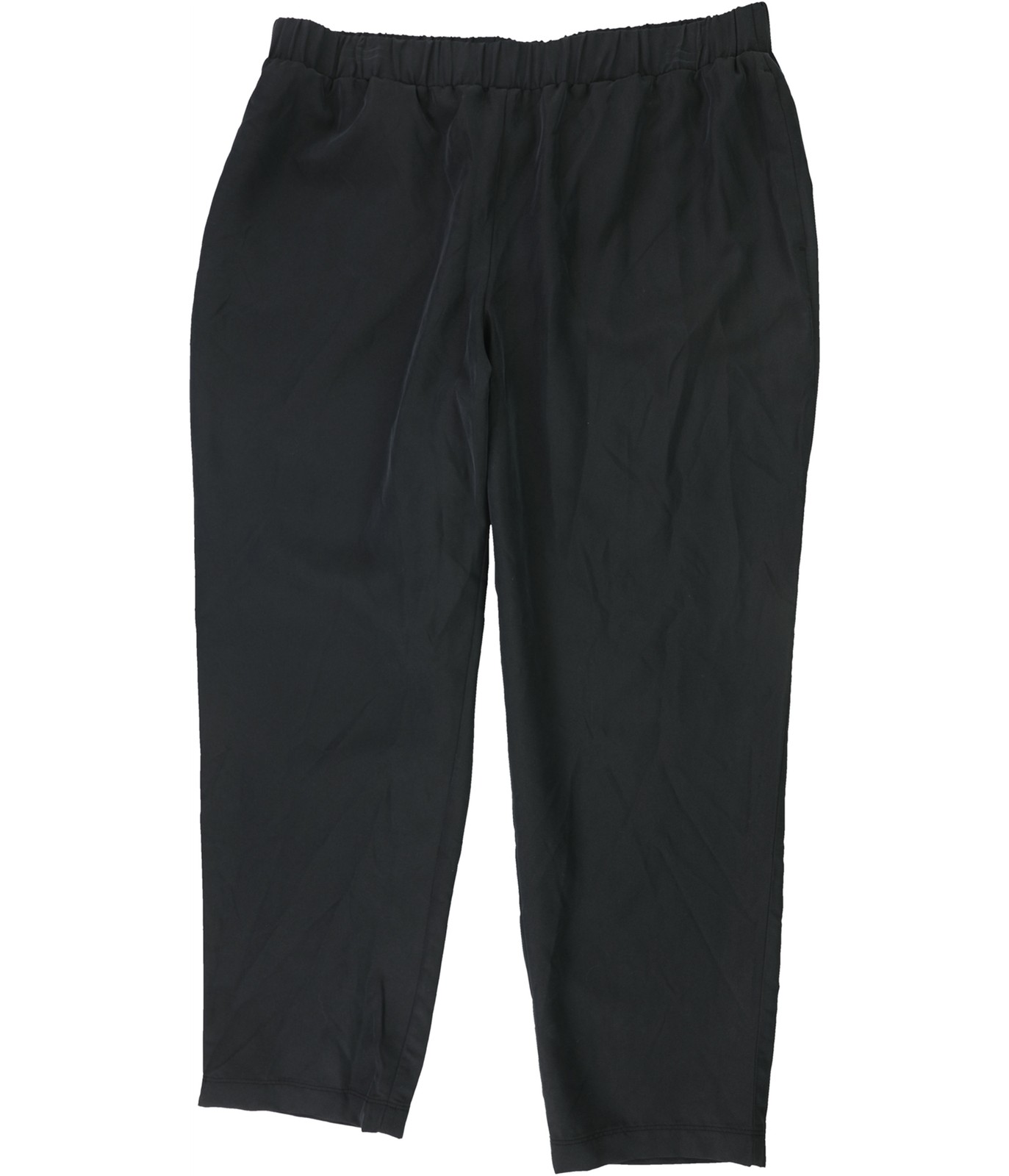 Alfani Womens Solid Pull-On Ankle Straight Leg Casual Pants, deepblack, L