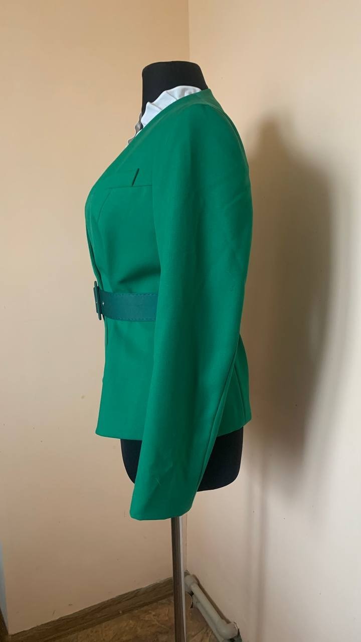 ESCADA Green Virgin Wool Blazer Jacket Women EU 38 US 8 Open Front Luxury