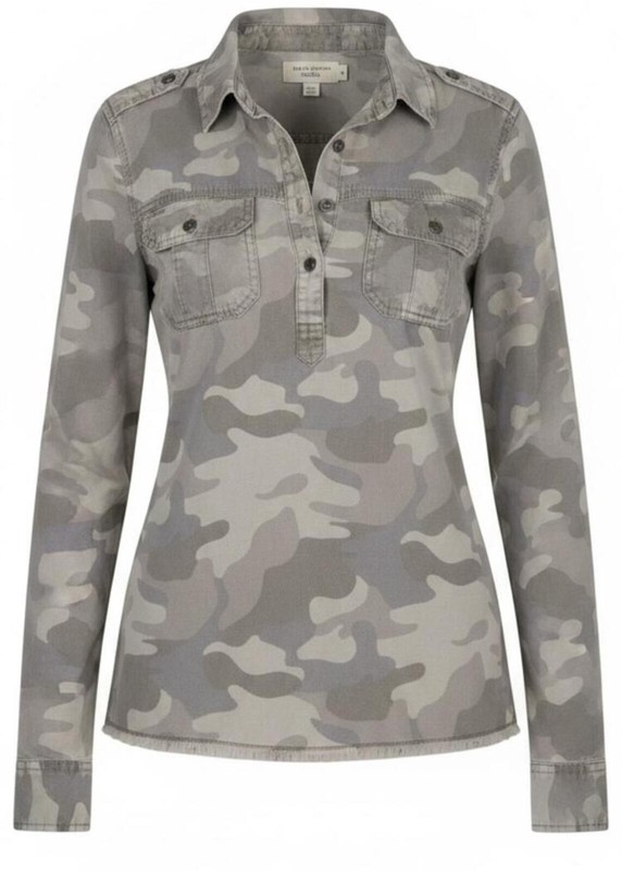Hollister Camo Half Button Long Sleeve Shirt Juniors Size Small