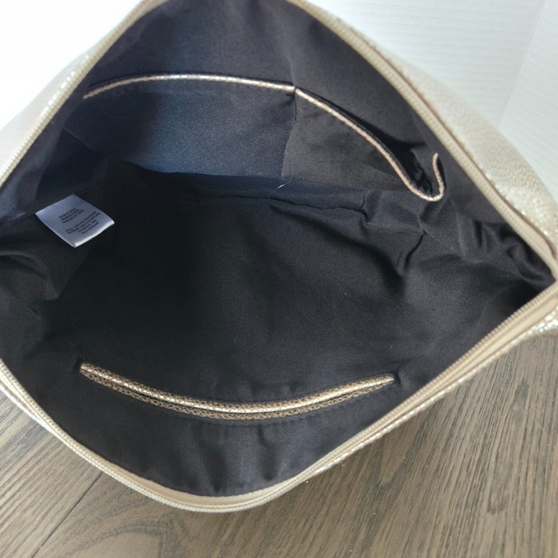 Street Level Champagne Gold Faux Leather Tote Bag Weekender w/Matching Zip Pouch gallery
