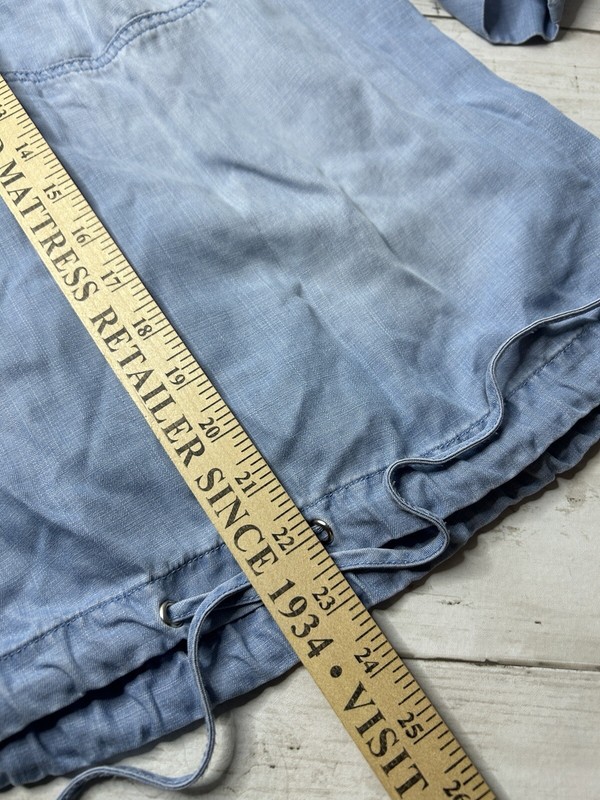 Chico's Zenergy Size 0/US Size 4/6 Chambray Tunic Drawstring Bottom Hooded gallery