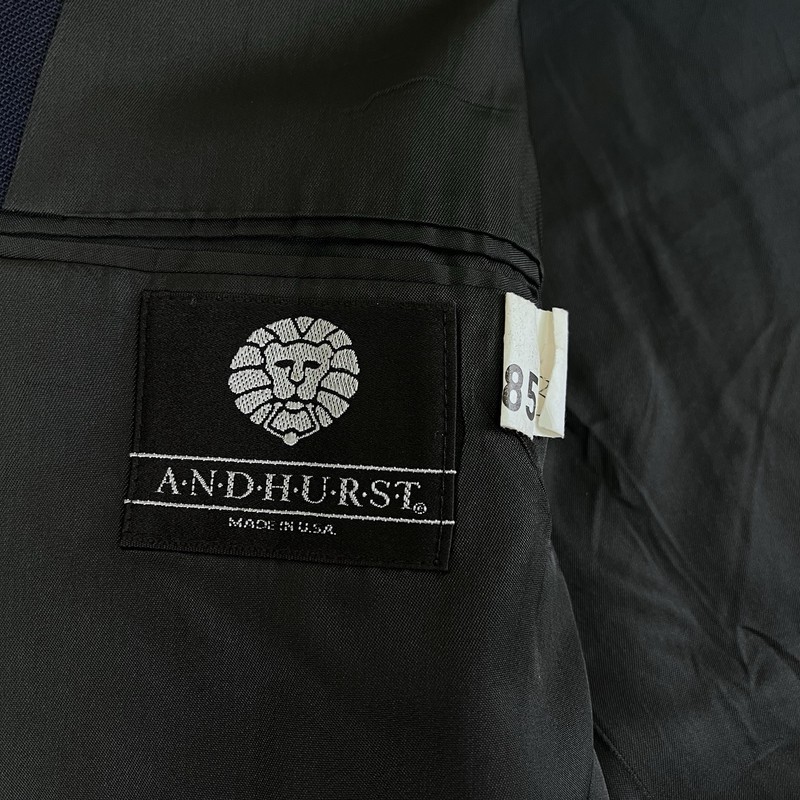 Andhurst Vintage Suit Jacket Mens Sz 44L Sport Coat Blazer Navy Blue Made In USA gallery