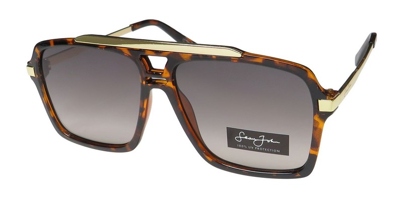 NEW SEAN JOHN SJS1000 SUNGLASSES TORTOISE FULL-RIM 215 MENS SHIELD 0-0-0 PLASTIC