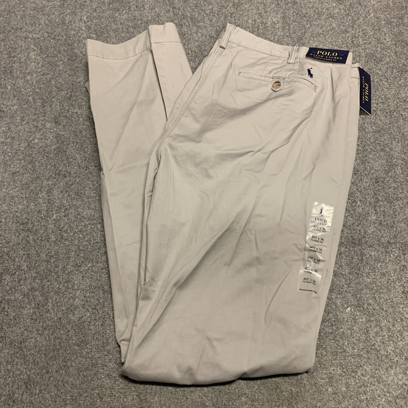 Polo Ralph Lauren Men Soft Grey 40TX36 Tall Pants Classic Fit Stretch