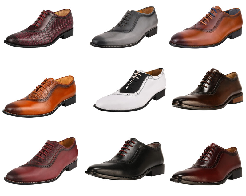 LIBERTYZENO Mens Full grain Leather Business Formal Dress shoes Lace-Up Oxfords