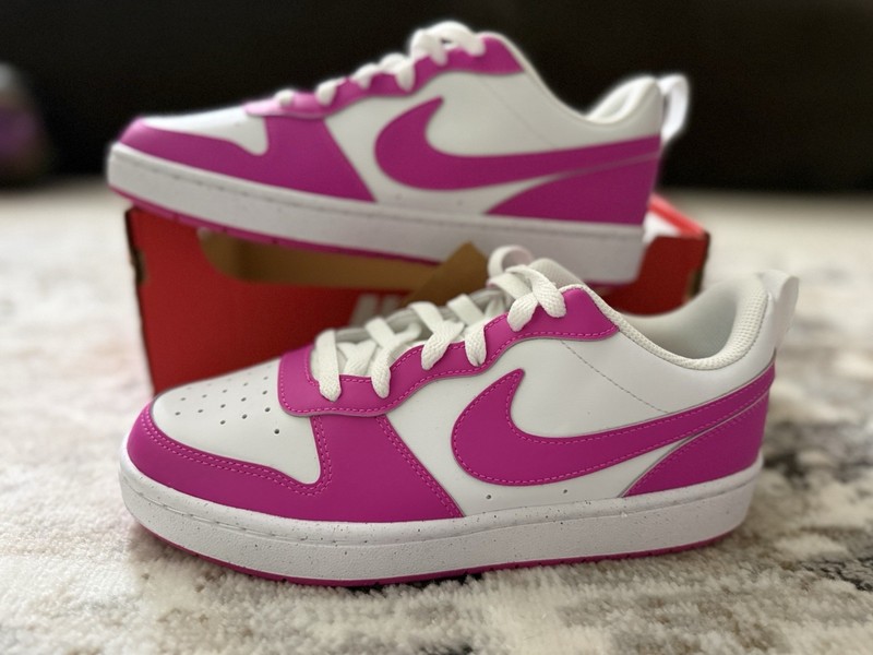 Nike Court Borough Low Recraft GS White/Pink Leather Sneaker US 7Y DV5456-123