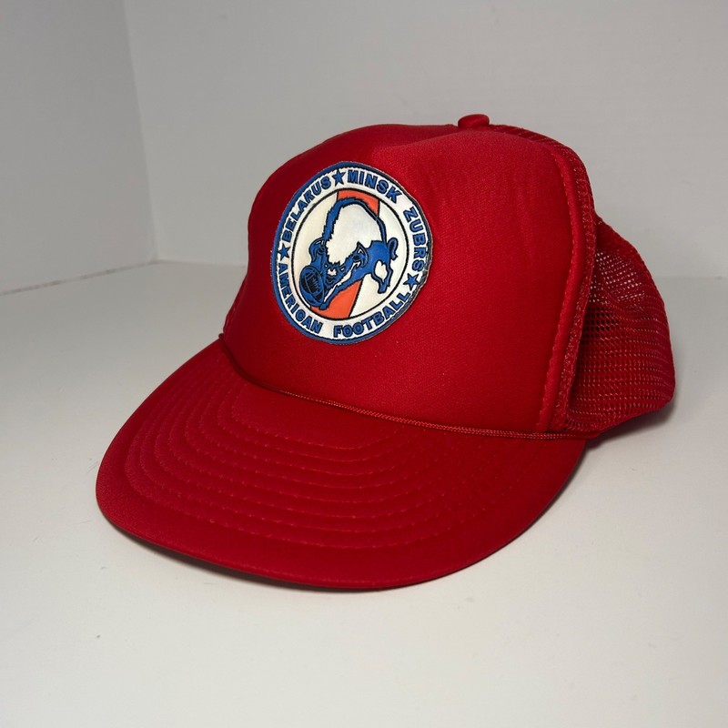 Belarus Minsk Zubrs American Football Red Trucker Hat Cap Snapback Mesh Foam