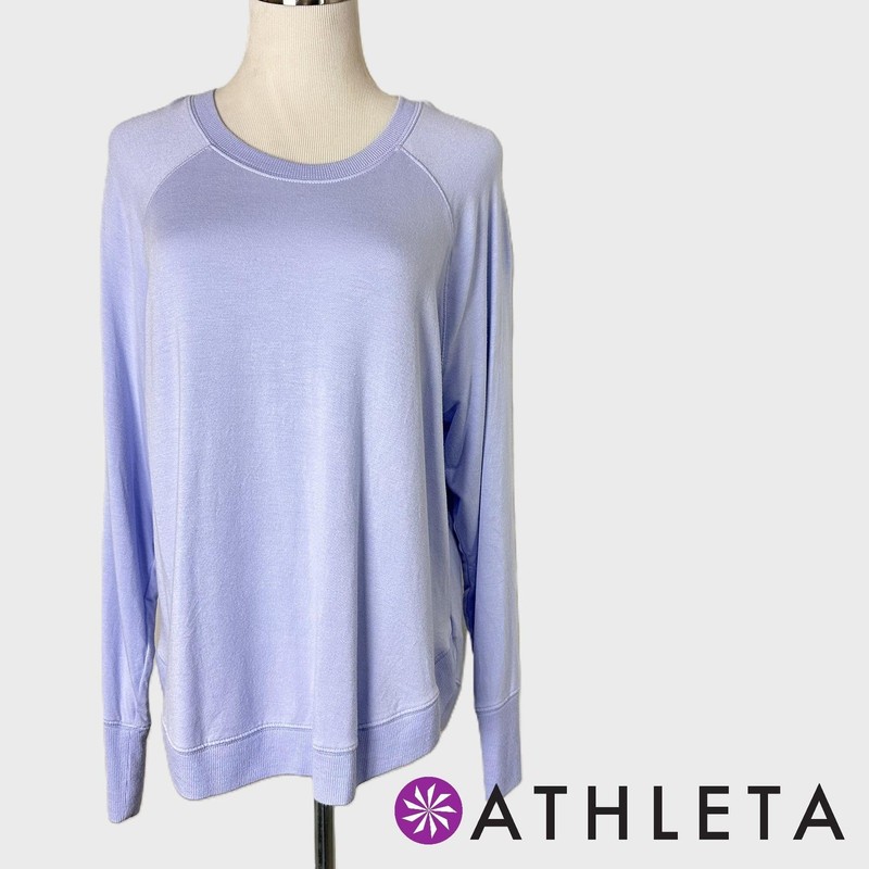 Athleta Mindset Sweatshirt Lavender Blue Modal Pullover LP S/472751-33