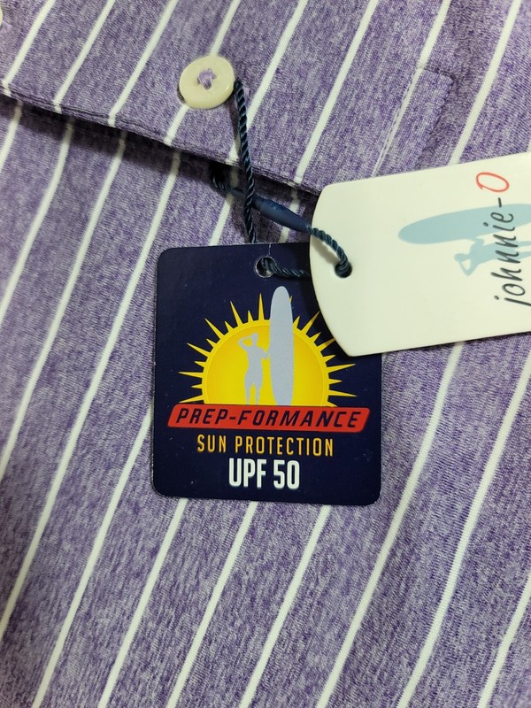 Johnnie-O Newton Mens Golf Polo Shirt Size L Purple Striped JMPO4190 HSU Logo gallery