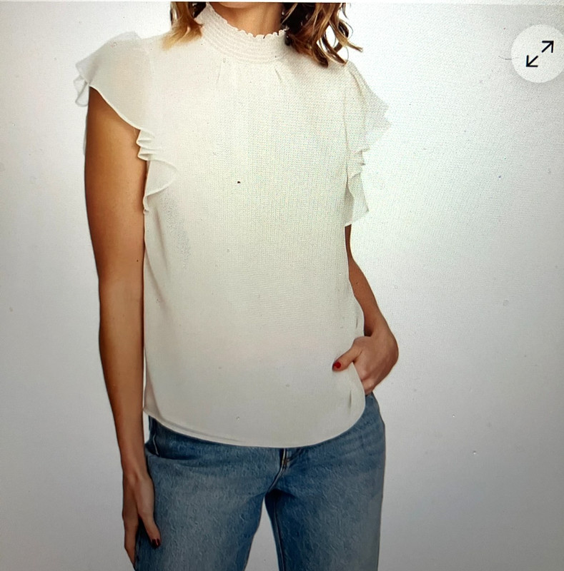 Womens Blouse Sz M NEW Summer Shirt Top Flutter Sleeve Cream Ivory 1. State gallery