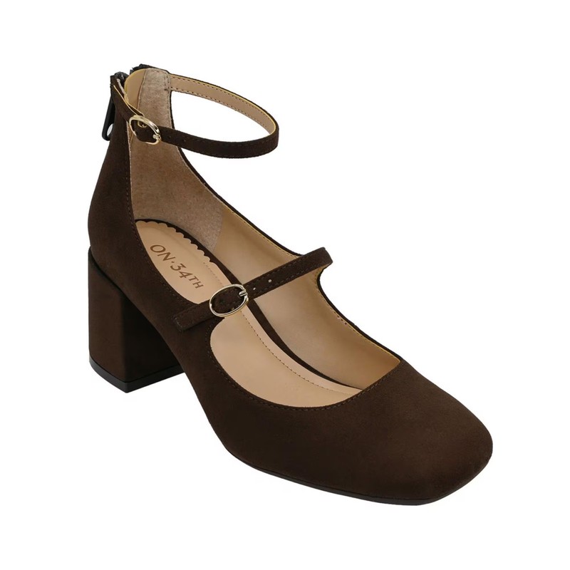 Women’s Tonii Mary Jane Ankle-Strap Pumps Rich Truffle Micro