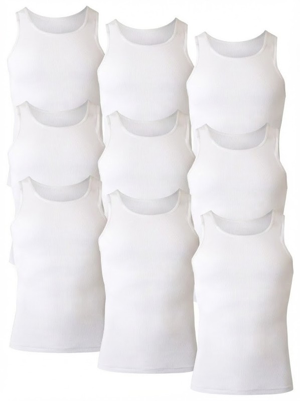 Hanes Men’s Large Tagless Tank Tops – 9 Pack (3x 3-Pack) Factory Imperfect