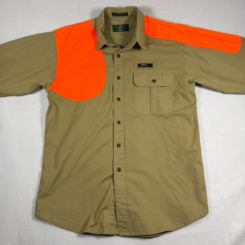 Orvis Vintage Shooting Shirt Mens Medium Sand Blaze Orange Baggy Fit 493Z-6052 gallery
