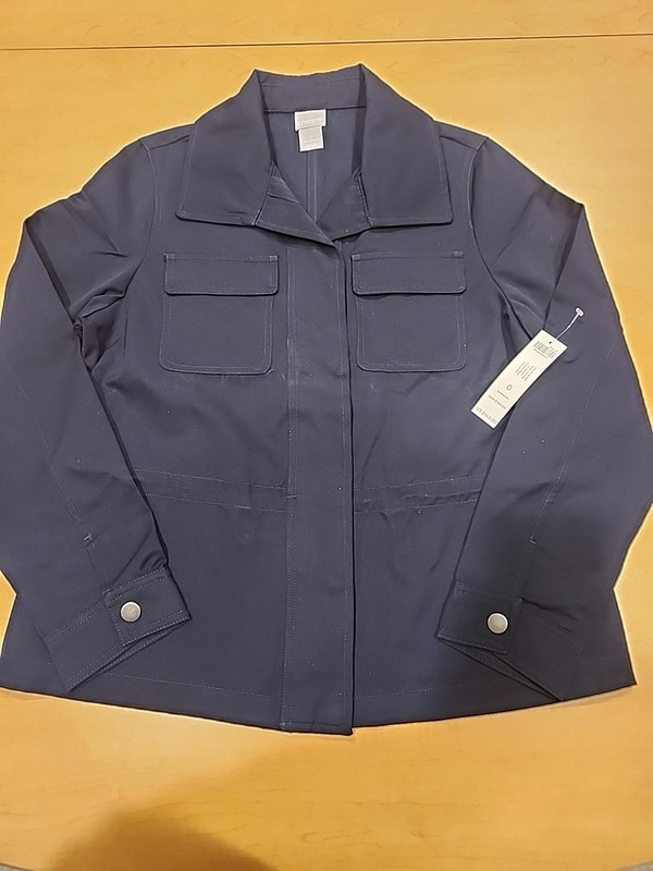 Chicos Utility Jacket Navy Poly/Cotton. Size 0 (US Size 4/6). NWT