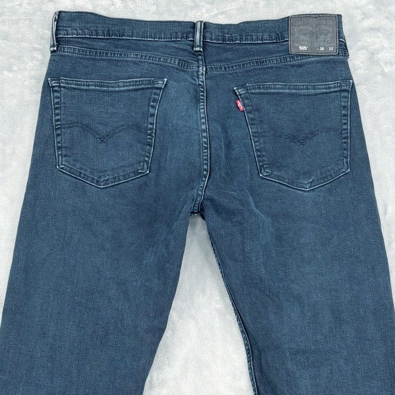 Levi’s 505 Mens 36×32 (Fits 35×31) Dark Wash Regular Straight Leg Stretch Denim