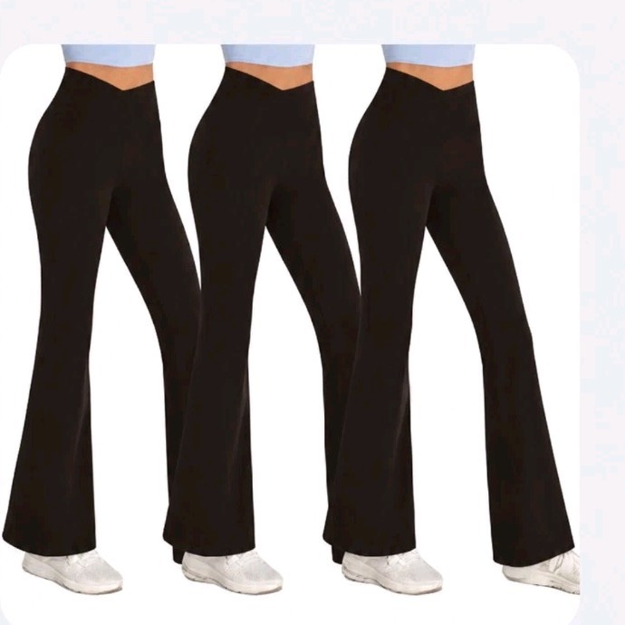Sweet Hearts 3-Pack Flare Leggings for Women- Crossover Yoga Pants Women’s Large