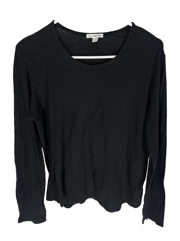 James Perse Long Sleeve Crew Neck Tee Style Wsvh3180cu Black Size 4 Womens