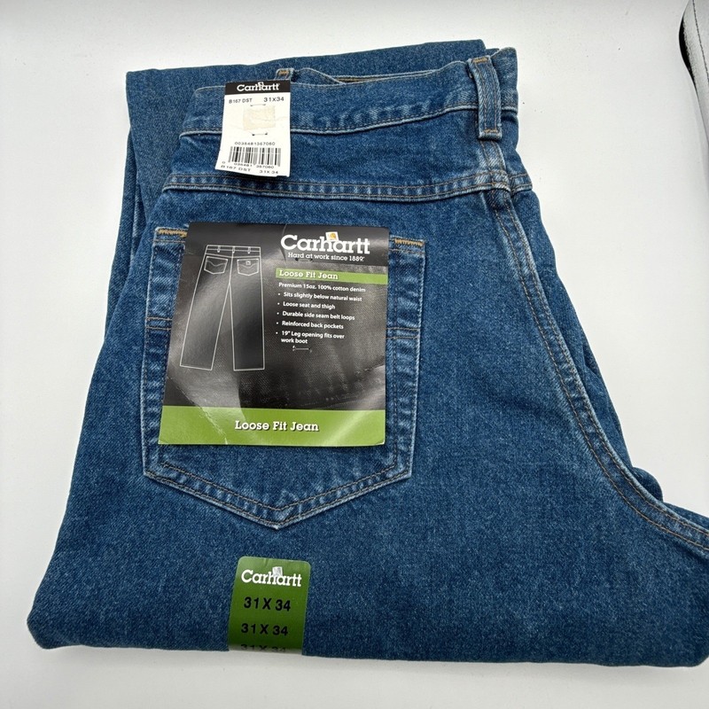 Carhartt Mens B167 DST Loose Fit Jeans 31×34 15oz Denim Work Pants New