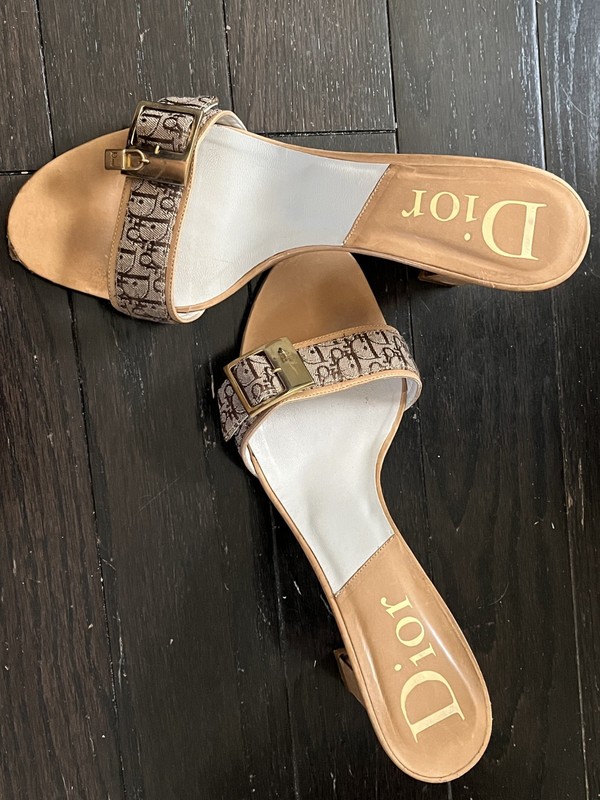 Christian Dior Vintage Lock And Key Canvas Monogrammed Heels
