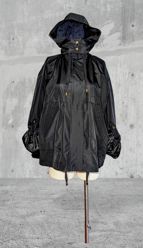 NWT’S FLEET STREET $90 Zip Snap Button WATERPROOF Black Rain Coat Jacket SMALL