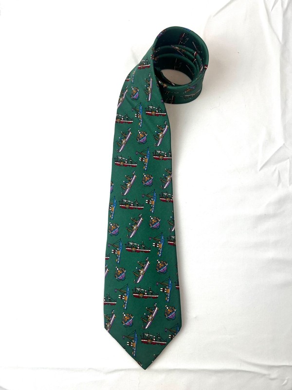 VTG Rooster West End Collection Ships & Boats Nautical Preppy Silk Tie