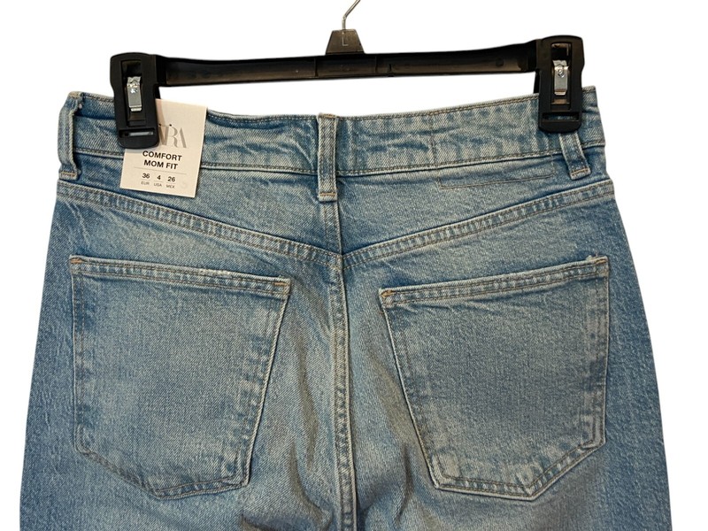 Zara Womens Comfort Mom Jeans EU 36 US 4 Blue Tapered Fit High Rise 6688/231 NWT gallery