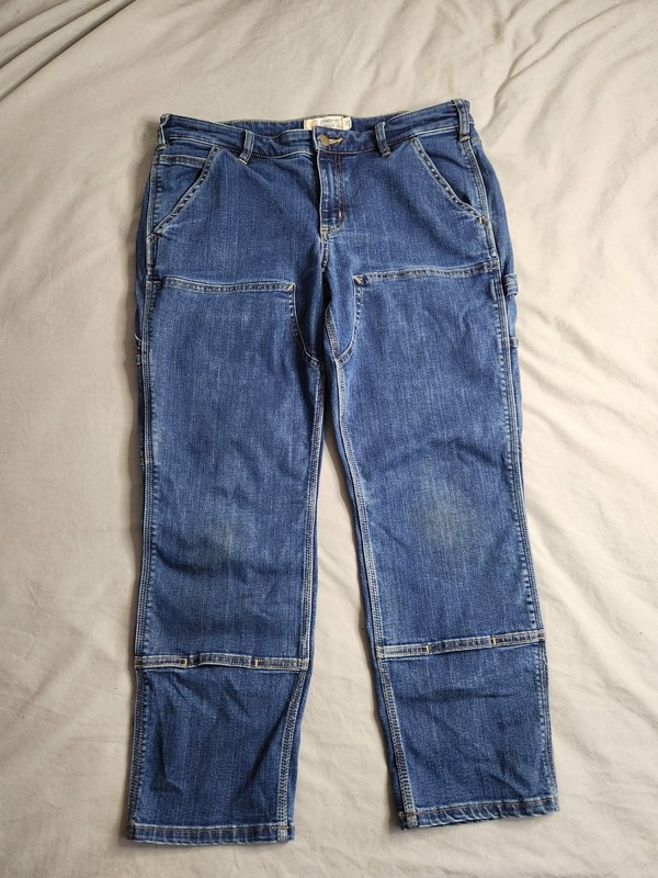 Carhartt Double Knee Rugged Flex Jeans Womens Sz 14 Short Medium Wash 103915 421