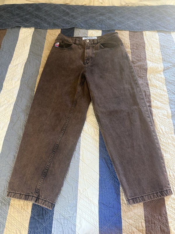 Polar Skate Co Big Boy Jeans Brown Wash Mens Size S Baggy Wide Leg Denim Skate
