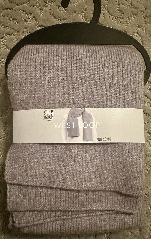 West Loop Knit Scarf. Grey. One Size Fits Most. New 3 In One Scarf. Fall, Winter