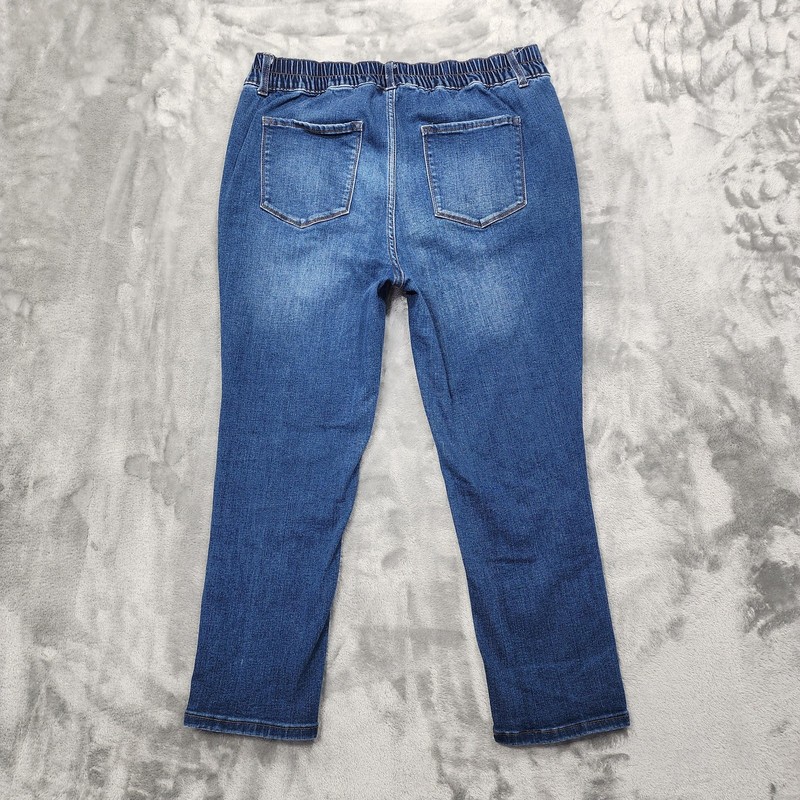 Terra & Sky Jeans Womens 0X 14W Blue High Rise Skinny Crop Jegging Stretch Denim gallery