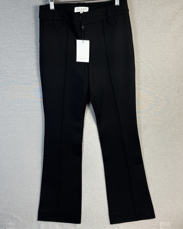 Hale Bob Women’s Raissa Pintuck Stretch Ponte Pant Black Size M 36CG5040 NWT