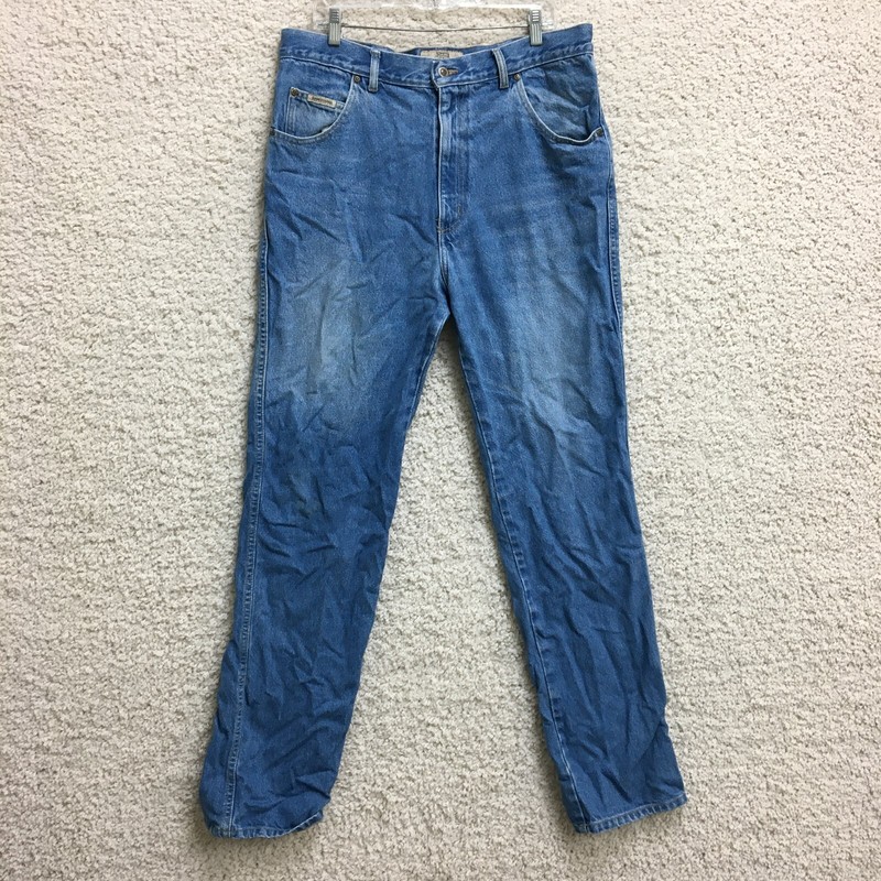 Schaefer Ranch Hand Jeans 36×35 Mens Blue Denim Straight Medium Wash Casual