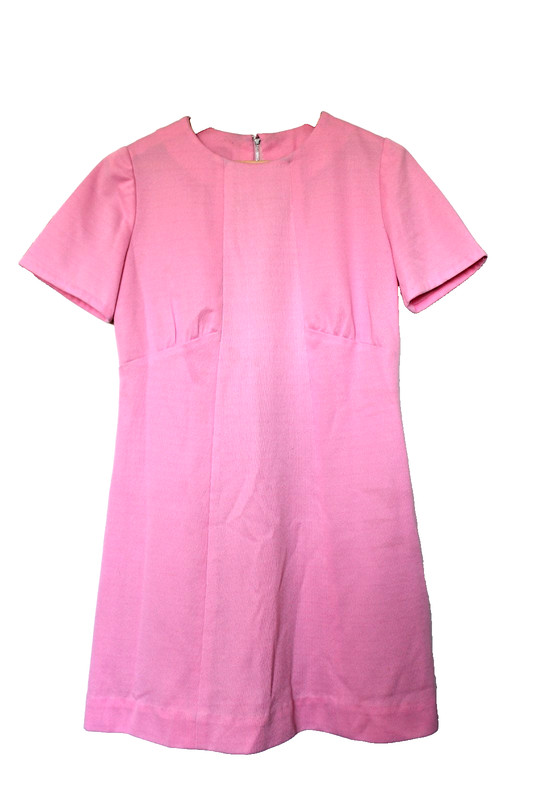 Vintage 1960s Pink A Line Mini Dress Murlen USA Metal Zip Mod Barbiecore S M
