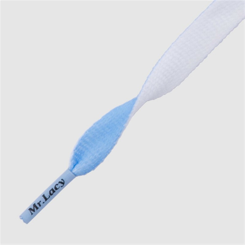 Mr Lacy Clubbies Flat Light Blue White, Pair of shoelaces -Different color side
