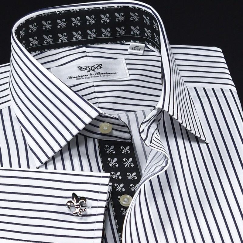 Black Stripe Unique Designed With Black Fleur-de-lis Inner Lining Business Shir gallery