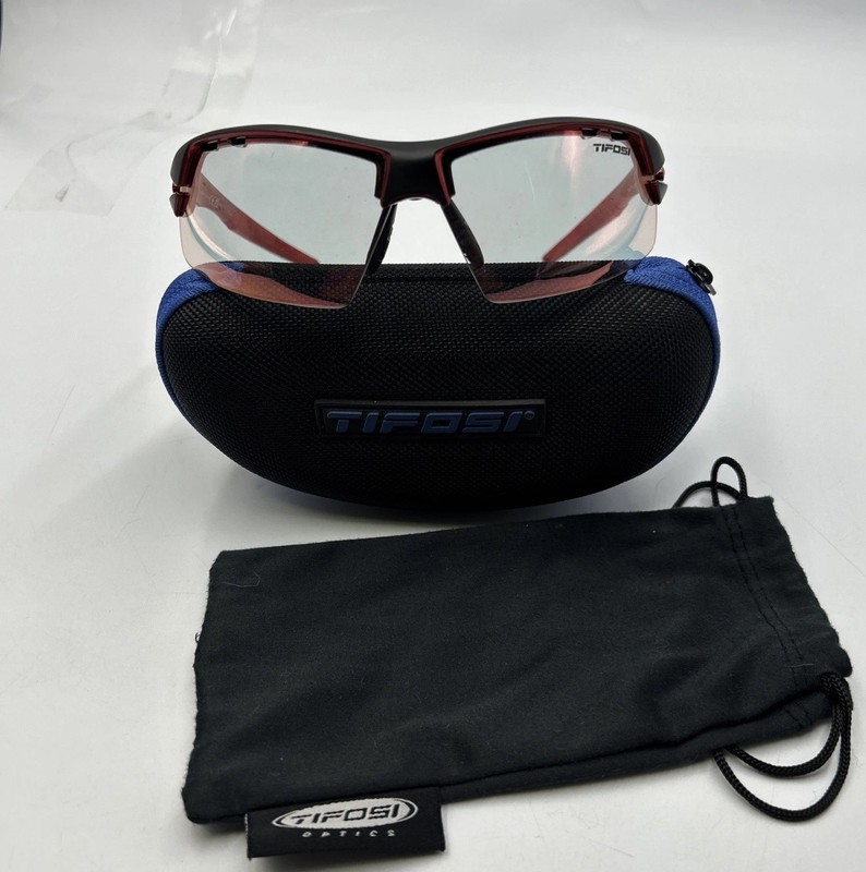 Authentic TIFOSI CRIT Black/Red Frame Fototec Sunglasses Original Case Included.
