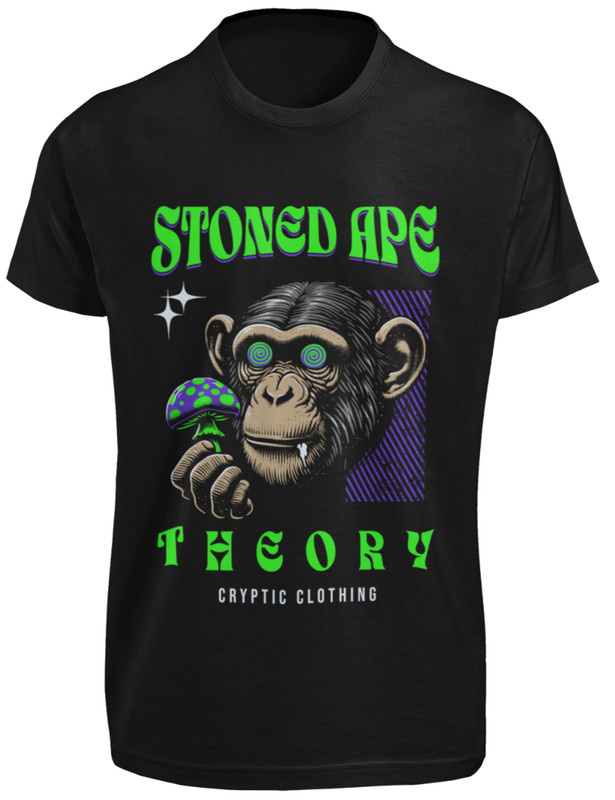 Stoned Ape Theory T SHIRT Psychedelic Shrooms Evolution Mushroom Trippy Fungi