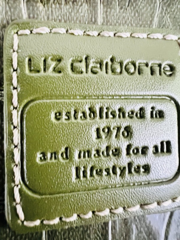 Vintage Liz Claiborne Olive Green Crocodile Embossed Shoulder Bag Bow Accent gallery