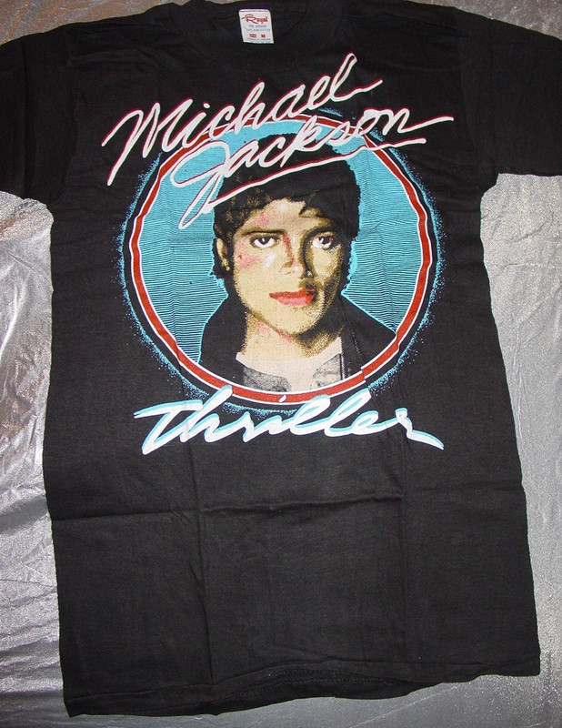 MICHAEL JACKSON VINTAGE 1982 THRILLER TOUR CONCERT Shirt NOS Black SIZE MED