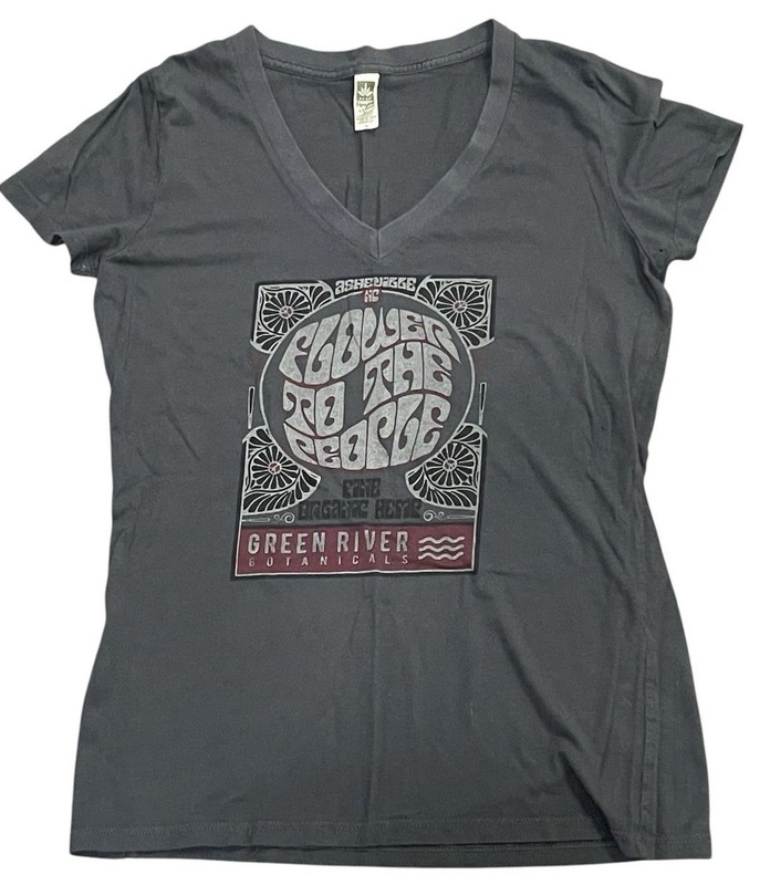 Flower To The People Gray T Shirt Green River Asheville North Carolina Womens M